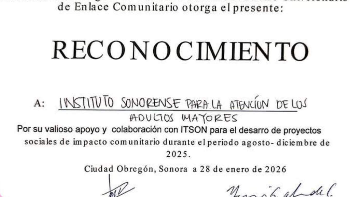 ISAAM recibe reconocimiento de ITSON por su labor en favor de las personas adultas mayores